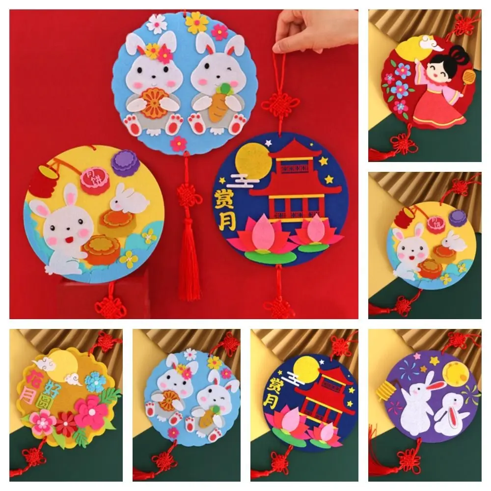 Non-woven Fabric DIY Mid-Autumn Festival Decoration Rabbit Moon Handmade Chinese Style Pendant Tassel Blessing