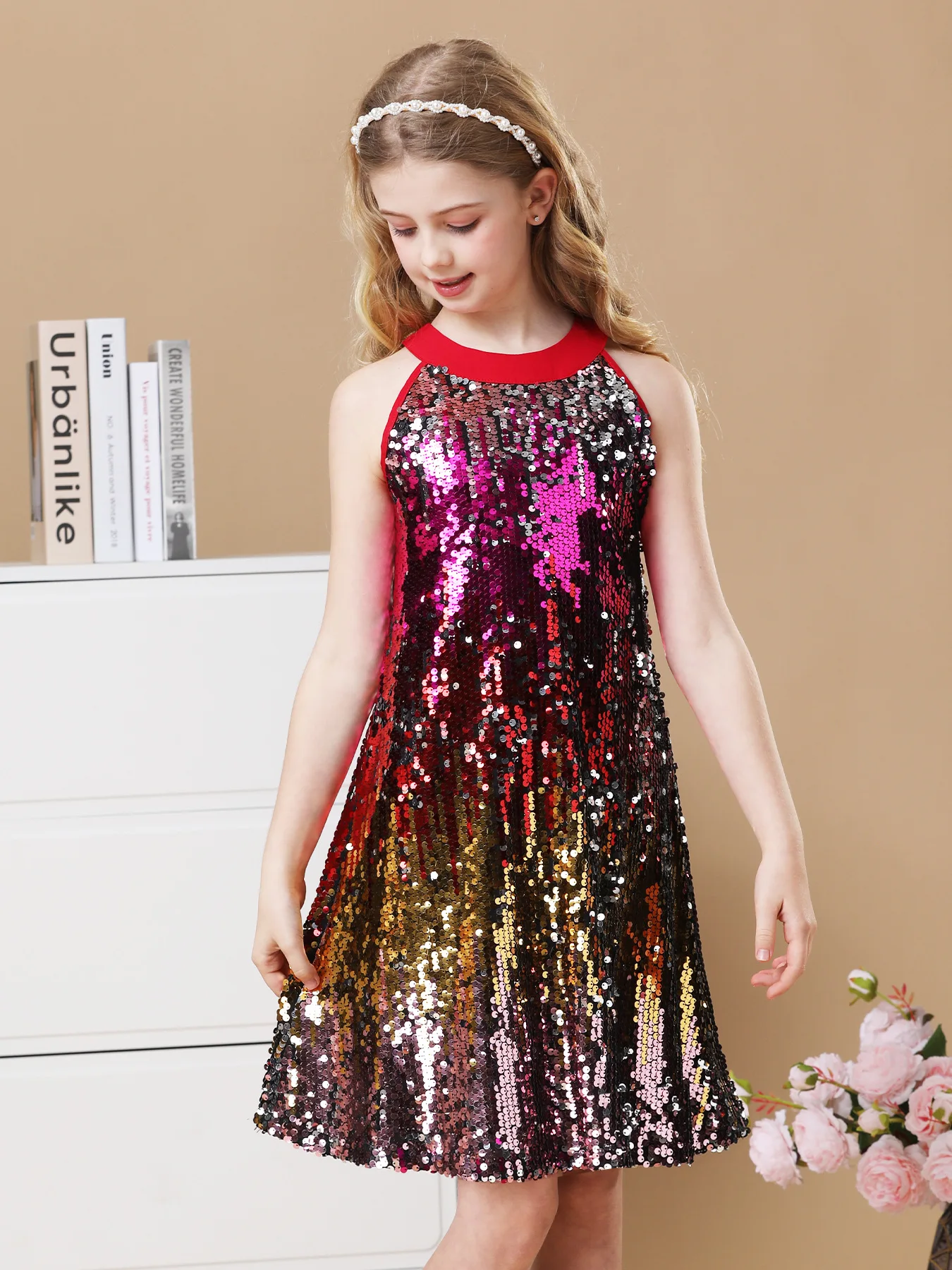 Luxury Girl Party Dress Birthday Party Evening Dress First Formal Christmas Gift Girl Sequin Stage Performance Dress