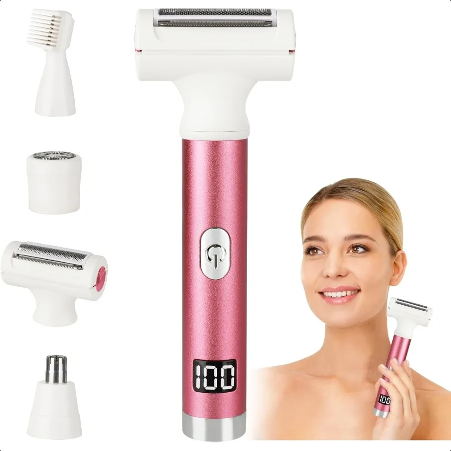 

Electric Shaver for Women MenWet Dry Cordl Electric Razor with 4 Accories Rechargeable Beauty Lady Led Display Facial Hair Remo