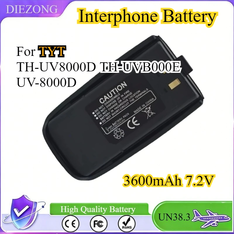 3600mAh 7.2V Batterie for TYT TH-UV8000D Support Type-C Charge Eddie Ion Batterie Pack Pour TH-UV8000E TC-8000 LB-75L Radio