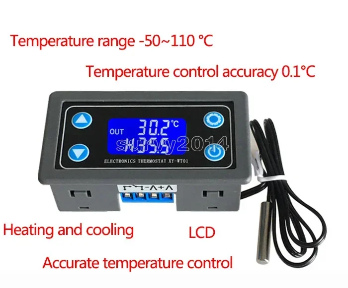 Contrôleur de température à affichage LED numérique, chauffage et refroidissement, interrupteur thermique Sochi pour Ardu37Board Tech