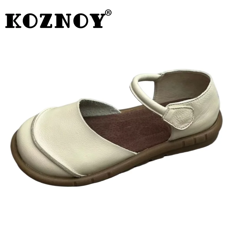 

Koznoy 3cm Cow Suede Genuine Leather Shallow Soft Soled Flats Summer Ladies Comfy Luxury Ethnic Woman Snadals Moccasin Shoes
