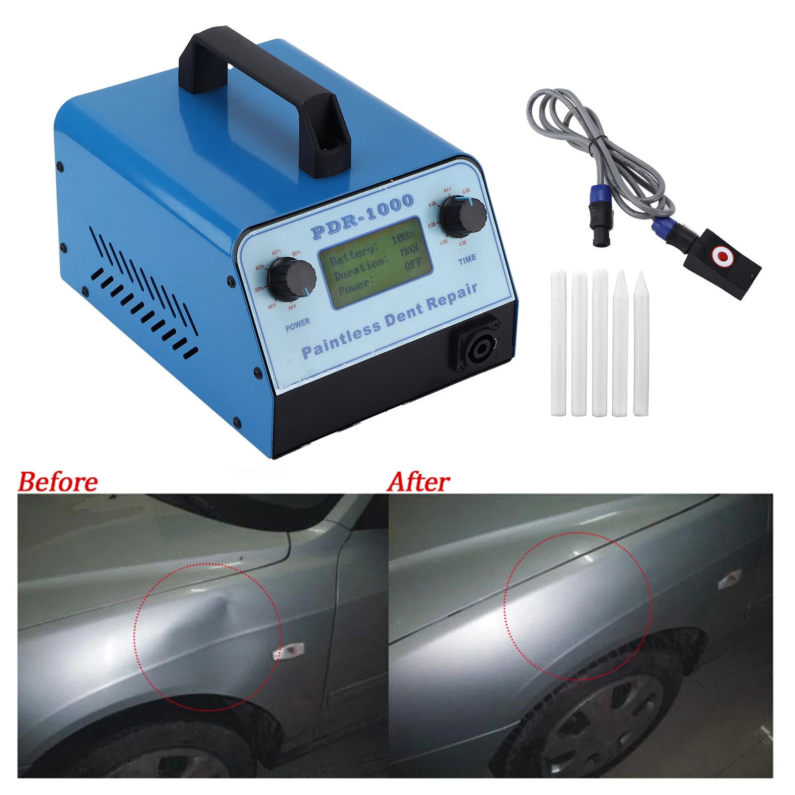 1000W Paintless Dent Repair Tool Car Body Sheet Metal Ice Pits Hail Damage Removal Induction Heater Blue