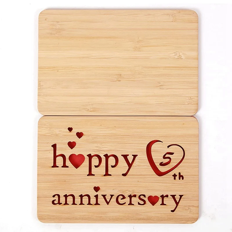 بطاقة معايدة مصنوعة يدويًا مع بطاقات من الخيزران ، بطاقة ذكرى سنوية سعيدة للزوج ، بطاقة عيد الحب للصديقة