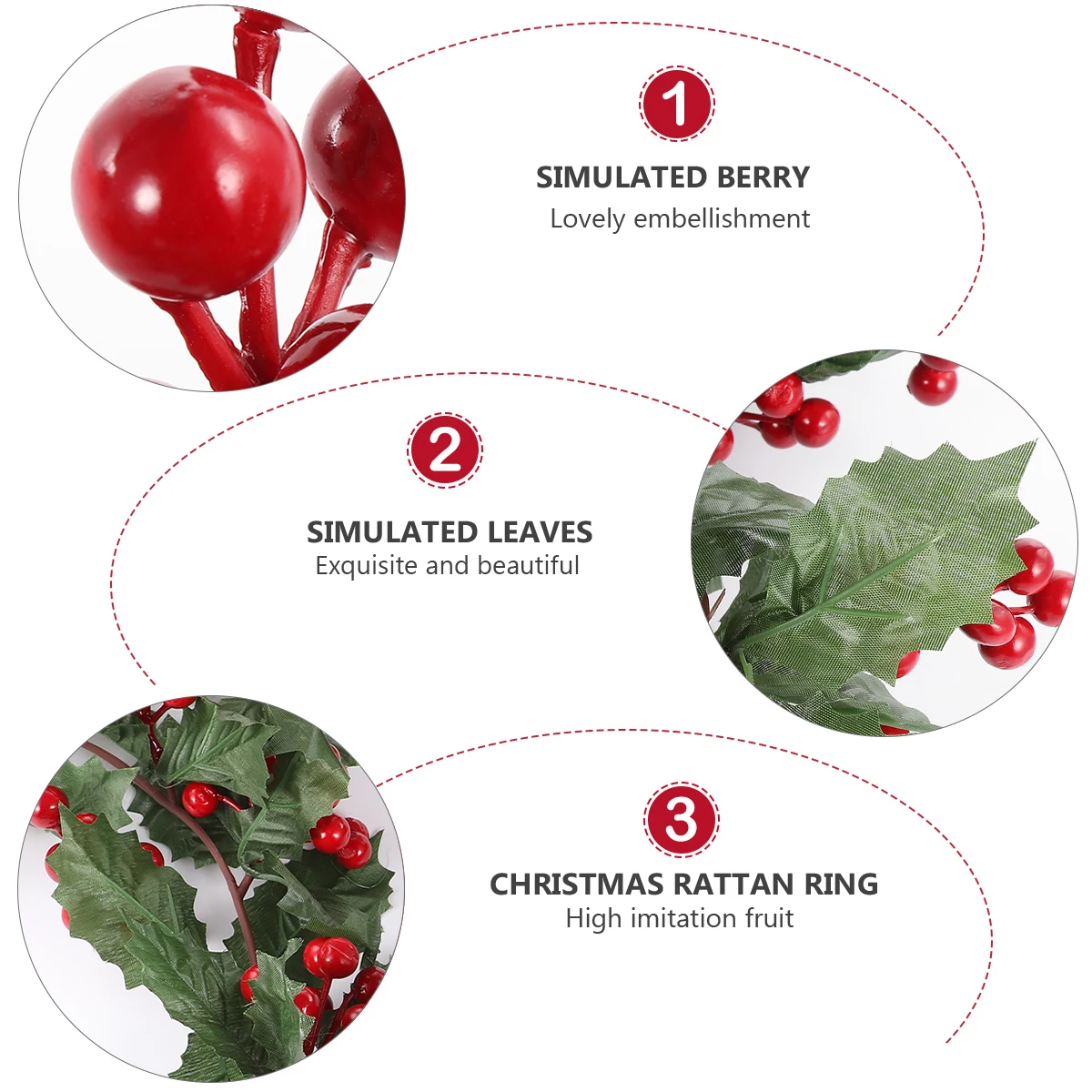 

1Pcs Christmas Rattan Ring Artificial Pendant Colorful Natural Particles Realistic Imitation Fruit Decoration PVC Christmas