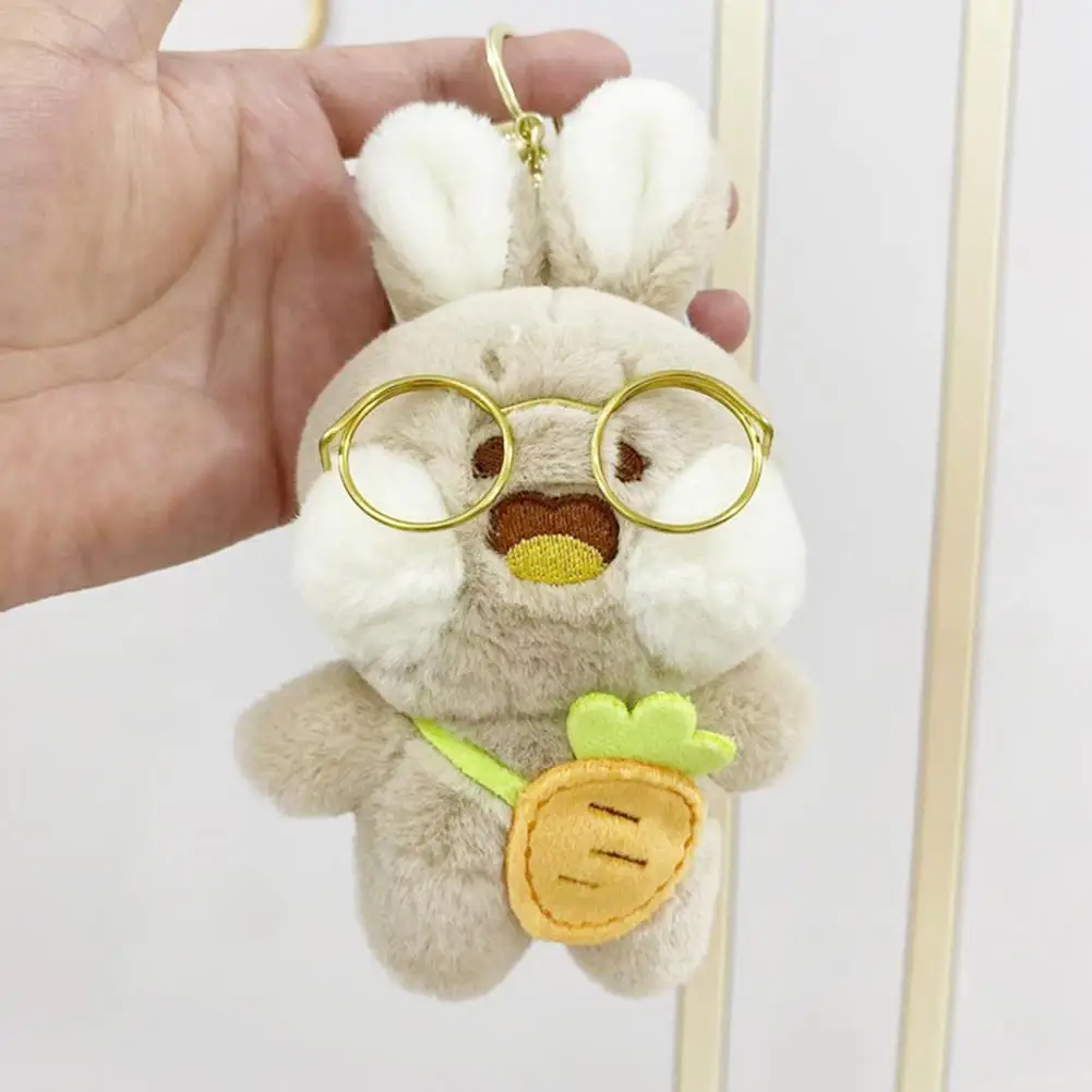 Keychain with Hanging Buckle Adorable Plush Rabbit Toy Keychain Stuffed Bunny Plushie Car Key Ring Holder Diy Backpack Pendant