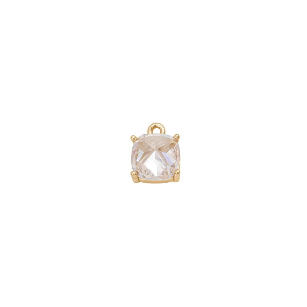 14K Gold-plated and Inlaid Zircon Pendant, Square Colored Zirconium Single Pendant, Handcrafted Diy Bracelet, Earrings, Pendant