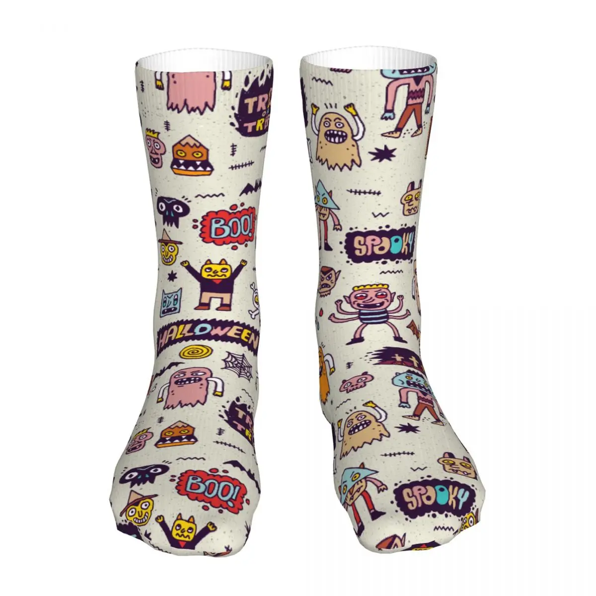 Happy Funny Socks Male Mens Women Hip Hop Happy Halloween Wacky Cartoon Doodle Socks Graphic Socks Spring Summer Autumn Winter