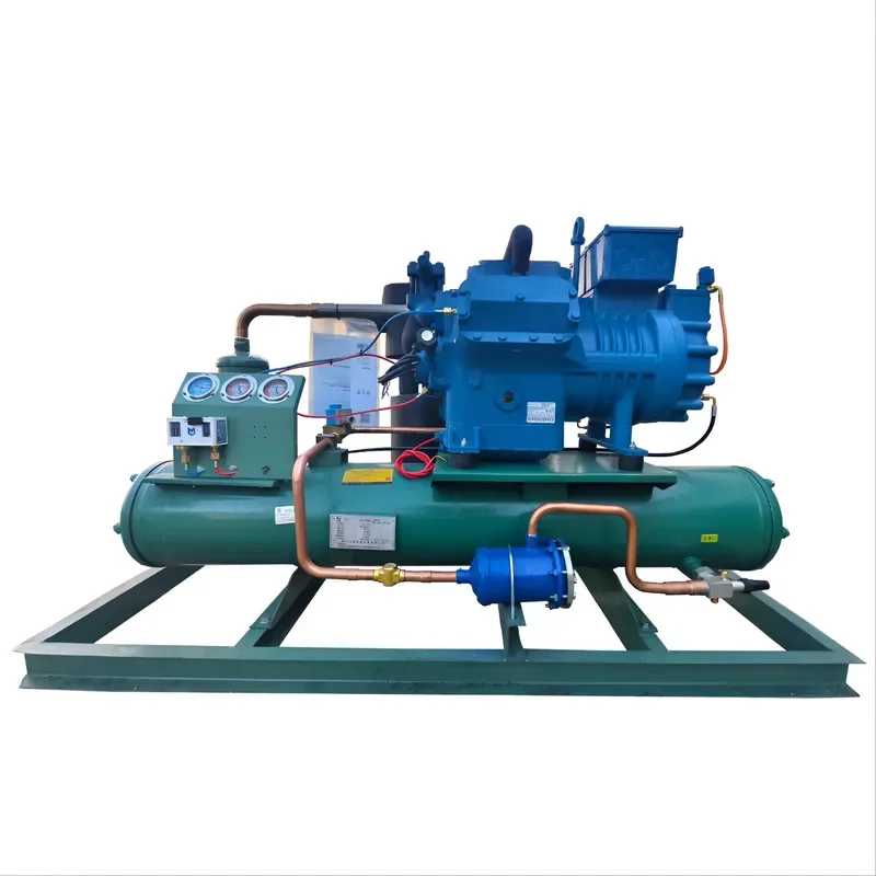 30HP Dual-stage Water Cooled Piston Compressor Unit Pump Motor Refrigeration Manifold Gauge Support for Cold Room