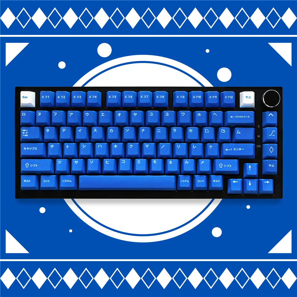 

GMK Blue Wob Katakana Keycaps Clear Font Dye Sublimation 129 Keys Cherry Profile Keycaps for Mx Switch Mechanical Keyboard