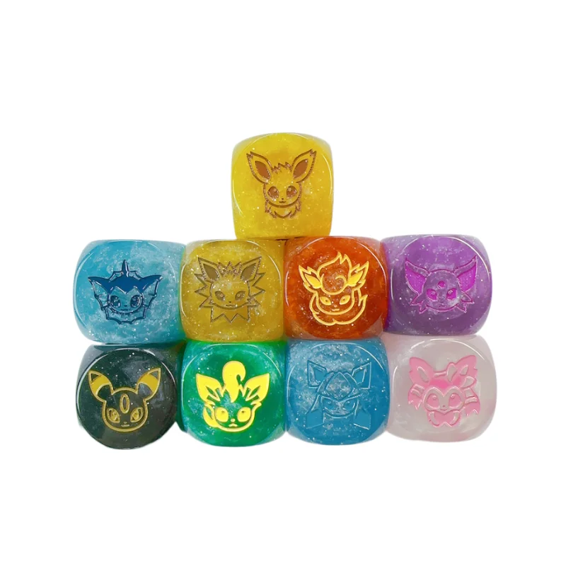 20*20mm Anime Pokemon PTCG Game Props Kawaii Dice Eeveelution Umbreon Sylveon Glaceon Hobby Collectibles Gift Toys