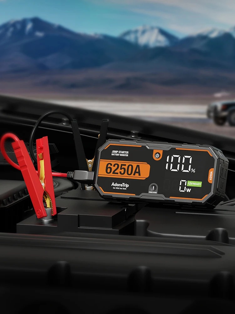 AdoreTrip Car 6000A Przenośny Rozrusznik Samochodowy 12V Power Bank Ładowarka Akumulatora Samochodowego Booster Uruchamianie Urządzenie z Lampą LED — zdjęcie 2