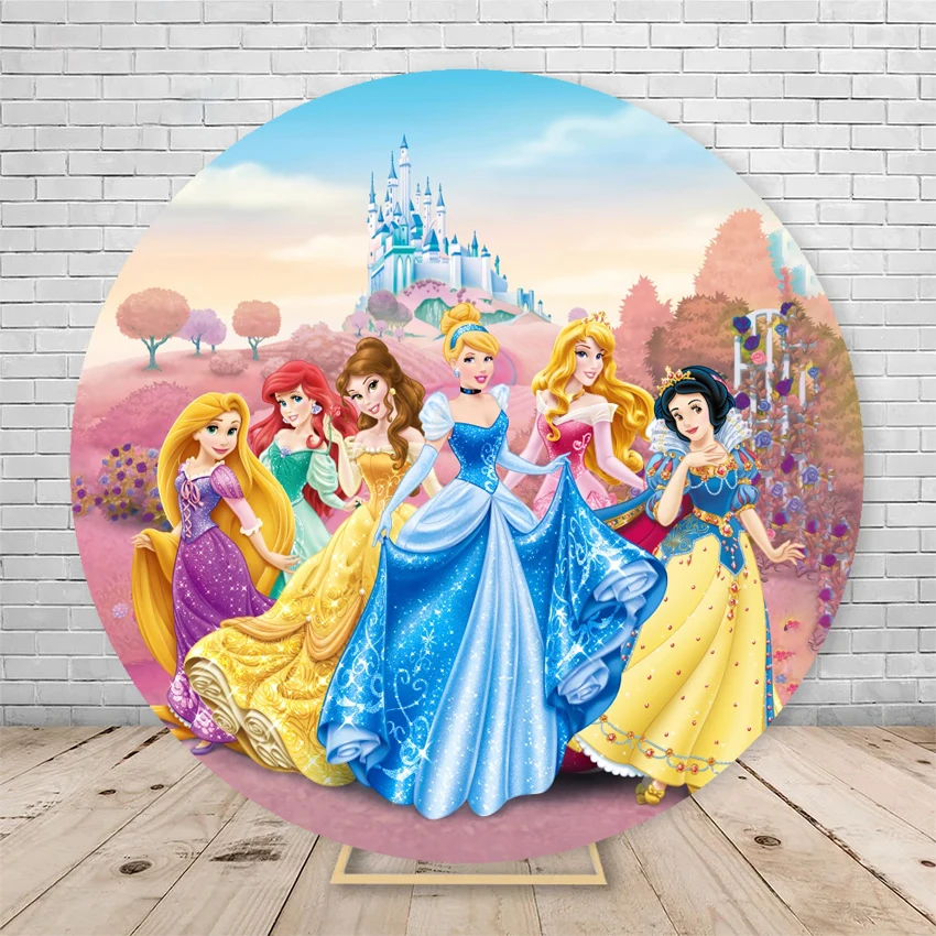 Round Disney Princess Castle Snow White Background Baby Shower Birthday Party Backdrop Decoration Circle Banner Photography Prop