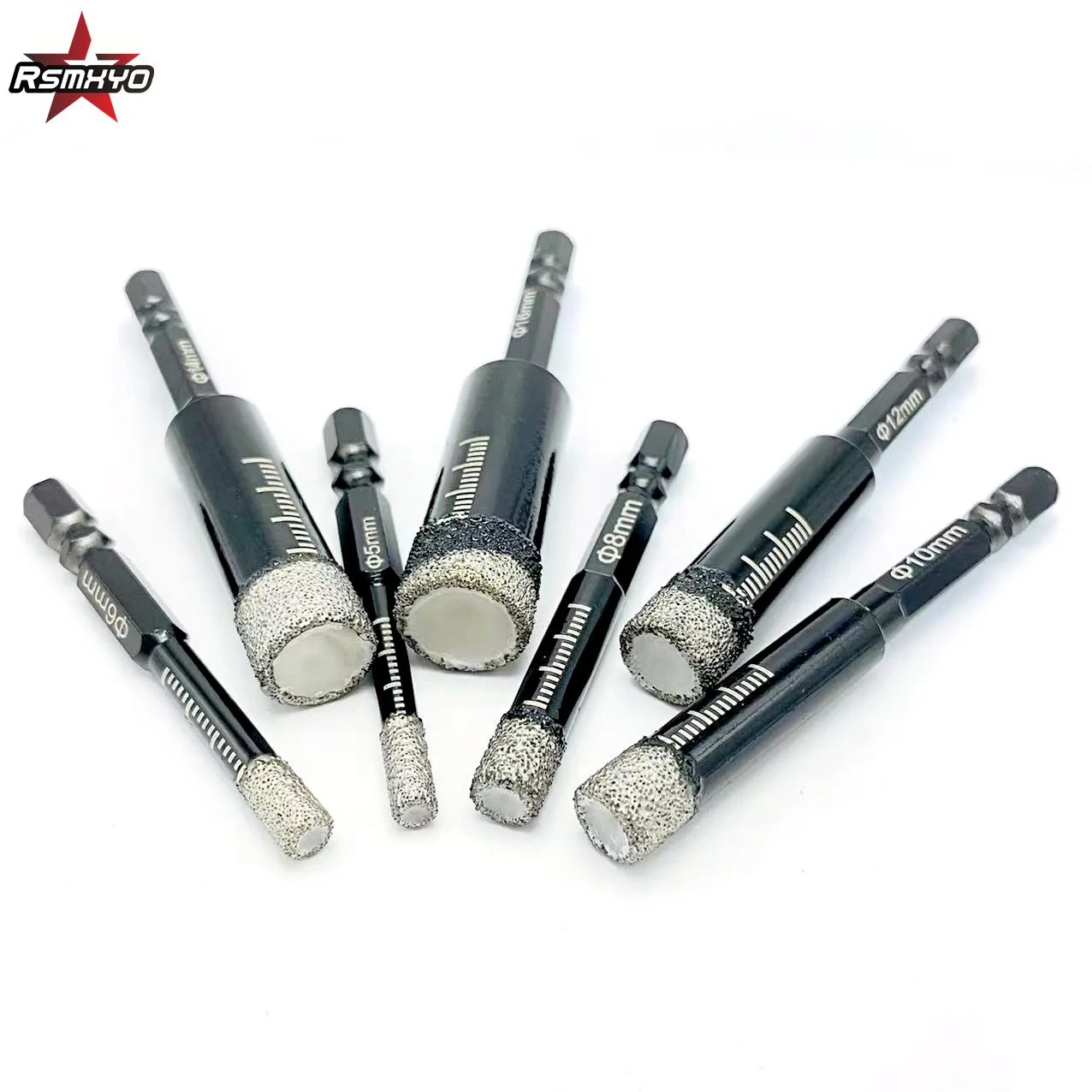 RSMXYO 5/6/8/10/12/14/16mm Hex Handle Vacuum Brazed Diamond Dry Drill Bits Hole Saw Cutter for Granite Marble Ceramic Tile Glass