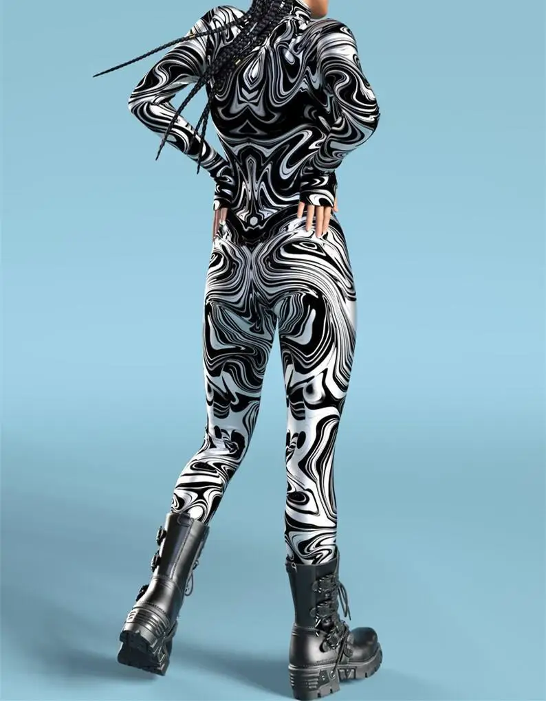 Bedruckter Cosplay-Jumpsuit, Catsuit, Zentai-Anzug, Rave-Einzigartige Anzüge, Herren-Festival-Damen-Halloween-Party-Performance-Bodysuit – Detail 5