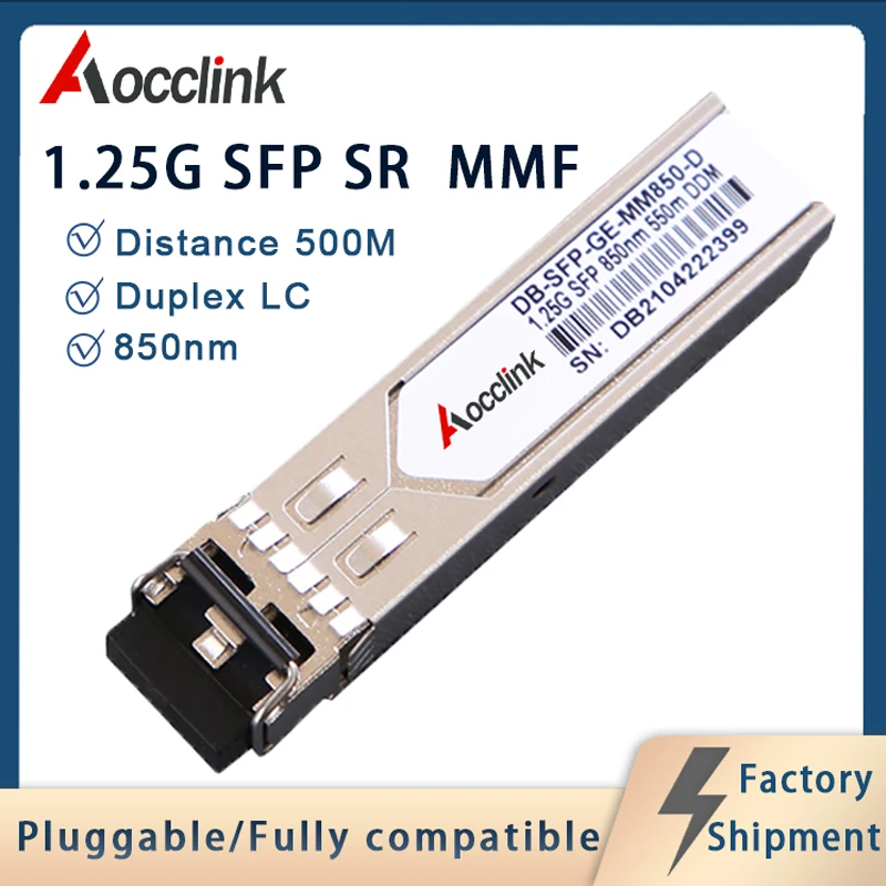 

1.25G SFP SX 850nm 500m MMF Optical Transceiver Module, Multimode double fiber LC for Cisco Mikrotik TP-link