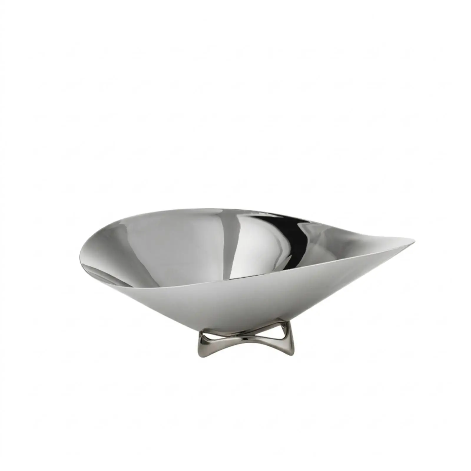 Stainless Steel Industrial Bowl Modern Fruit Centerpiece Sleek Mirror Polish with Sculptural Base for Kitchen Countertops