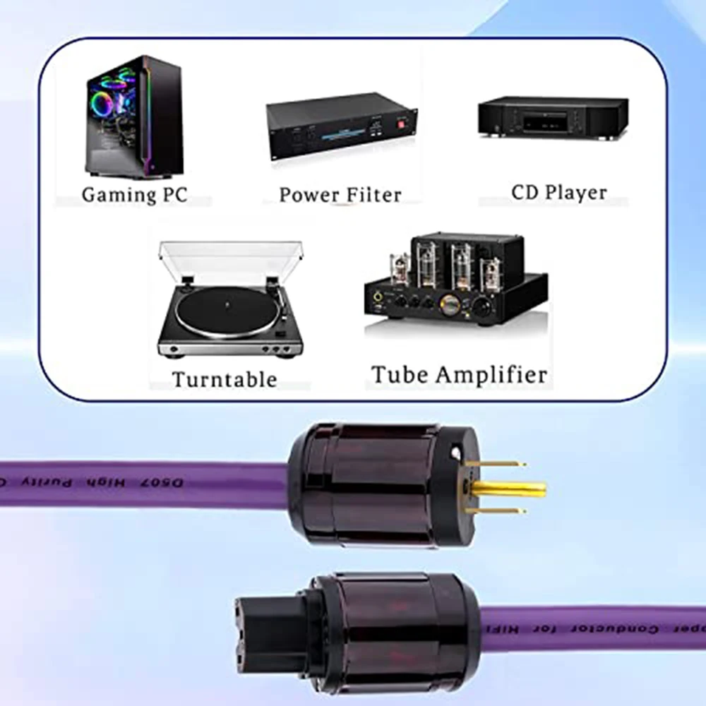 Высококлассный 6N медный аудиокабель D507 с позолоченным штекером питания США и штекером IEC C15, кабель питания переменного тока