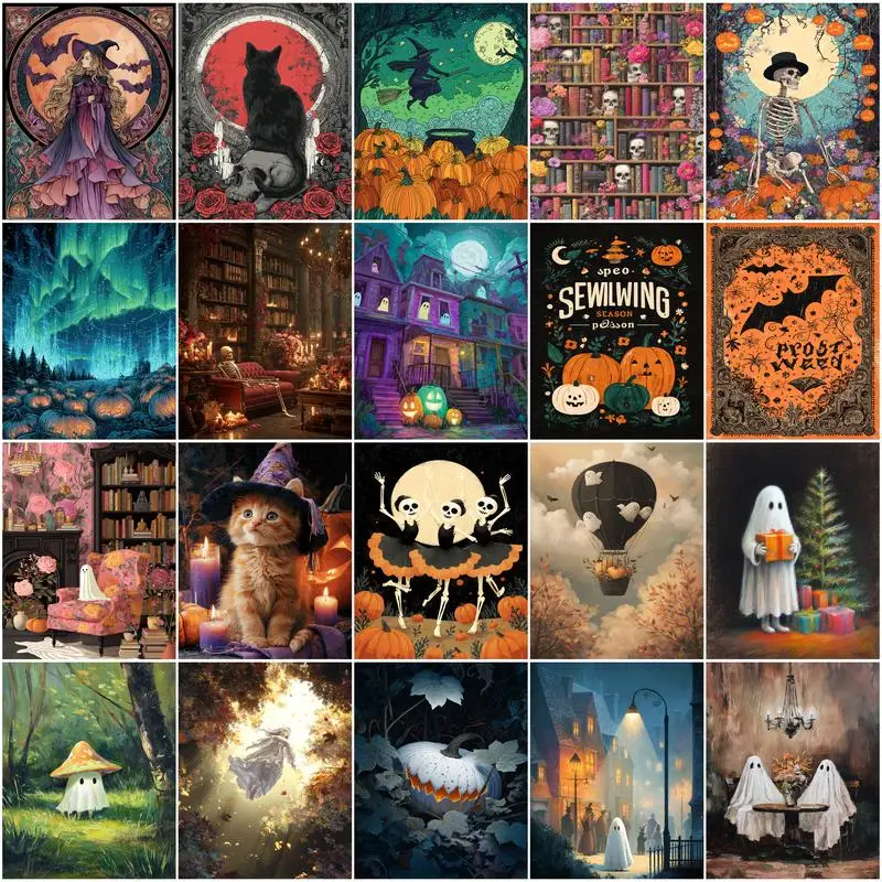 

GATYZTORY Paintings For Painting By Numbers Halloween festive atmosphere decoration painting Watercolor Picture Drawing Wall Art