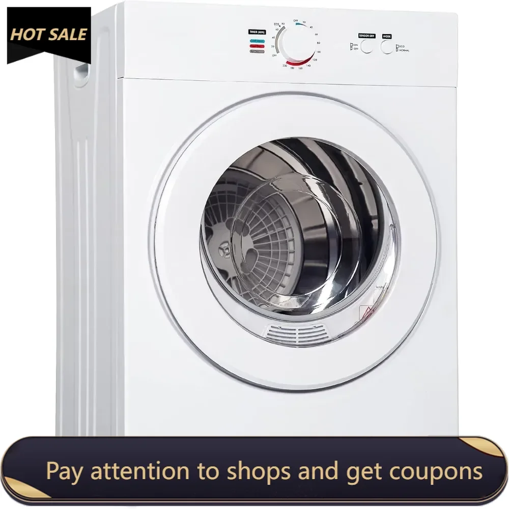 

Compact Dryer 1.8 cu. ft. Portable Clothes Dryers with Exhaust Duct with Stainless Steel Liner Four Function Dryer Machine，White