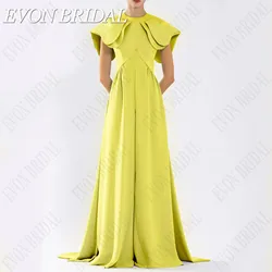 EVON BRIDAL O-Neck Short Sleeve Formal Evening Gown With Shawl A-Line Colorful Satin vestidos para eventos especiales Customized