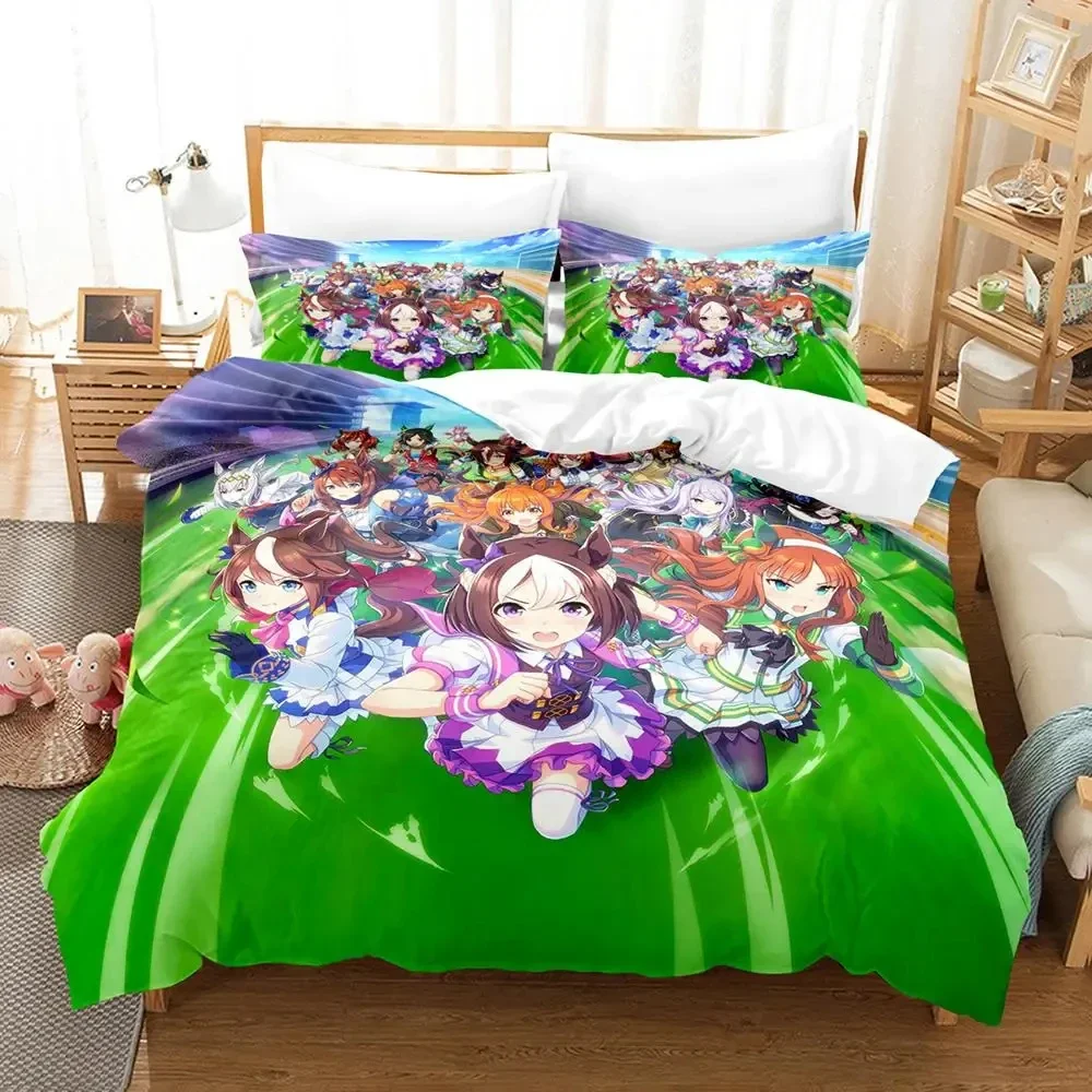 Anime Uma musume Pretty Derby Bedding Set Duvet Cover Bed Set Quilt Cover Pillowcase Comforter king Queen Size Boys Adult