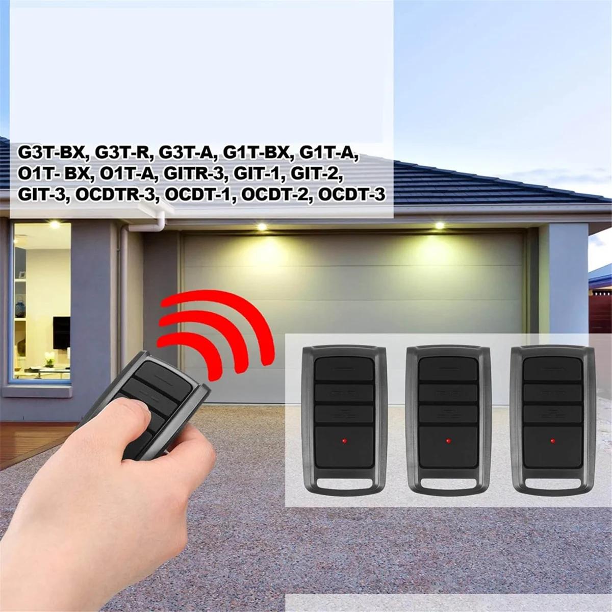 A57G-4Pcs Garage Door Remote Compatible with O3T-BX O3T-A 315/390MHZSeek,Dual Frequency Universal Garage Door 3 Button Remote