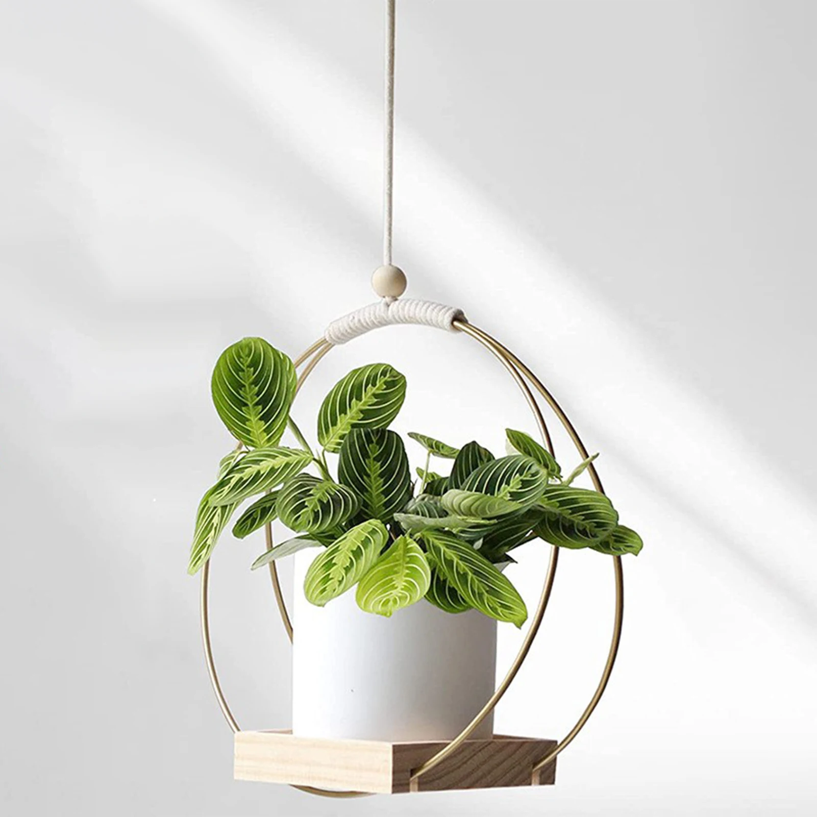 

Plant Hangers Indoor With Wood Base Hanging Plant Holder For Indoor Plants Hanging Planter For Wall /Window/ Room Decor