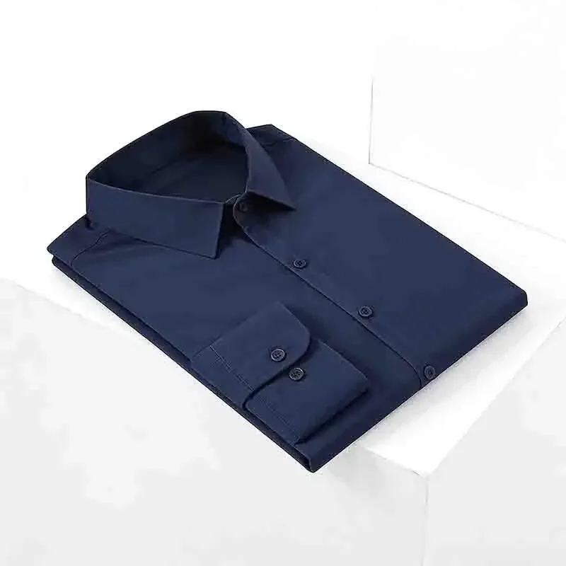 Classic Men's  Long Sleeve Dress Shirt Non-Iron Easy Care Business Shirt for Daily Commute