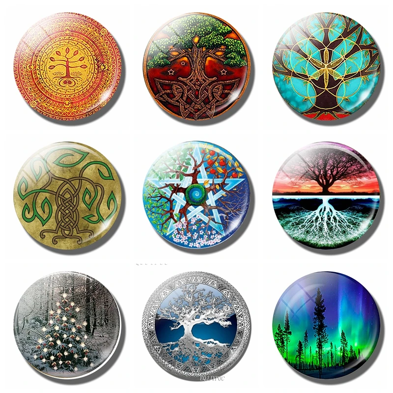 Tree of Life 30 MM Fridge Magnet Sacred Geometry Handmade Tree Glass Dome Magnetic Refrigerator Stickers Note Holder Home Decor