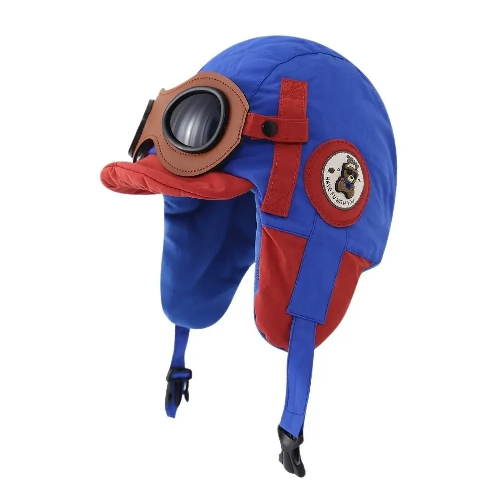 

Fashion Cute Cartoon Pilot Hat Cold Proof with Glasses Ear Protection Cap Thickned Windproof Warm Hat Winter