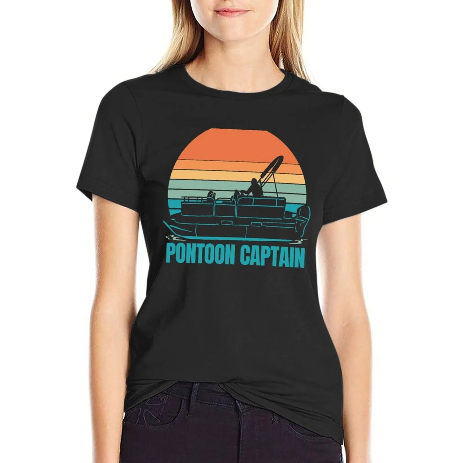 Pontoon Captain, Forget The Pontoon Ride The Captain T-Shirt Short sleeve tee shirts graphic tees clothes for Women