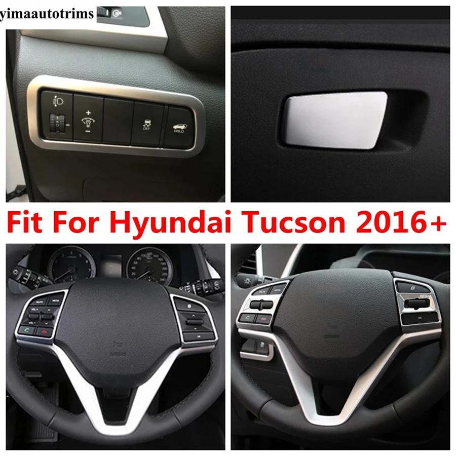 

Car Steering Wheel Button / Head Light Lamp Switch / Glove Box Sequins Cover Trim For Hyundai Tucson 2016 - 2020 ABS Accessories