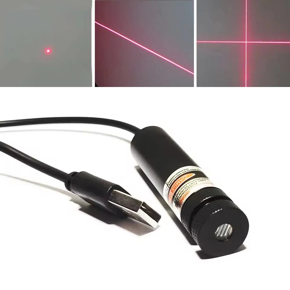 USB 650nm 50mW 100mW Dot/Line/Cross Red Focusable Laser Diode Module 5V Long-time Working
