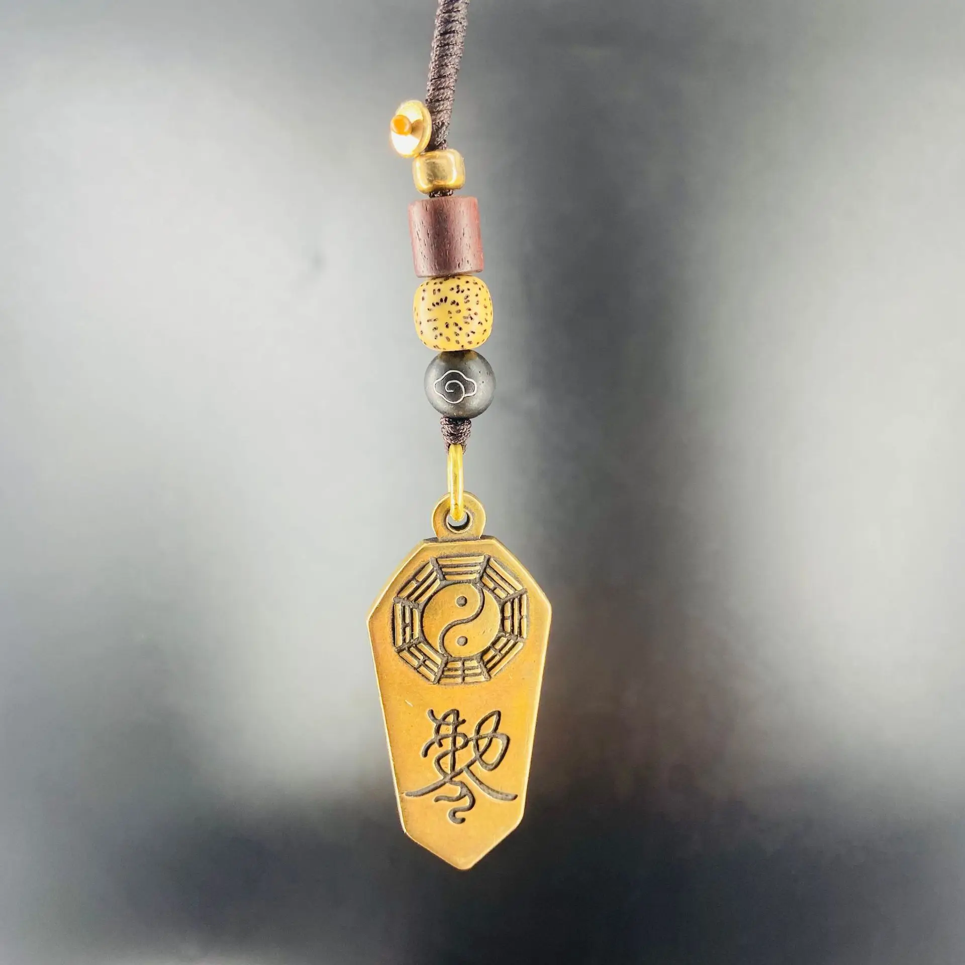 2026 Chinese Style Brass Taoist Tai Chi Bagua Token Car Keychain Hanging Ornament Blessing Safety Amulet Jewelry For Bag Pendant