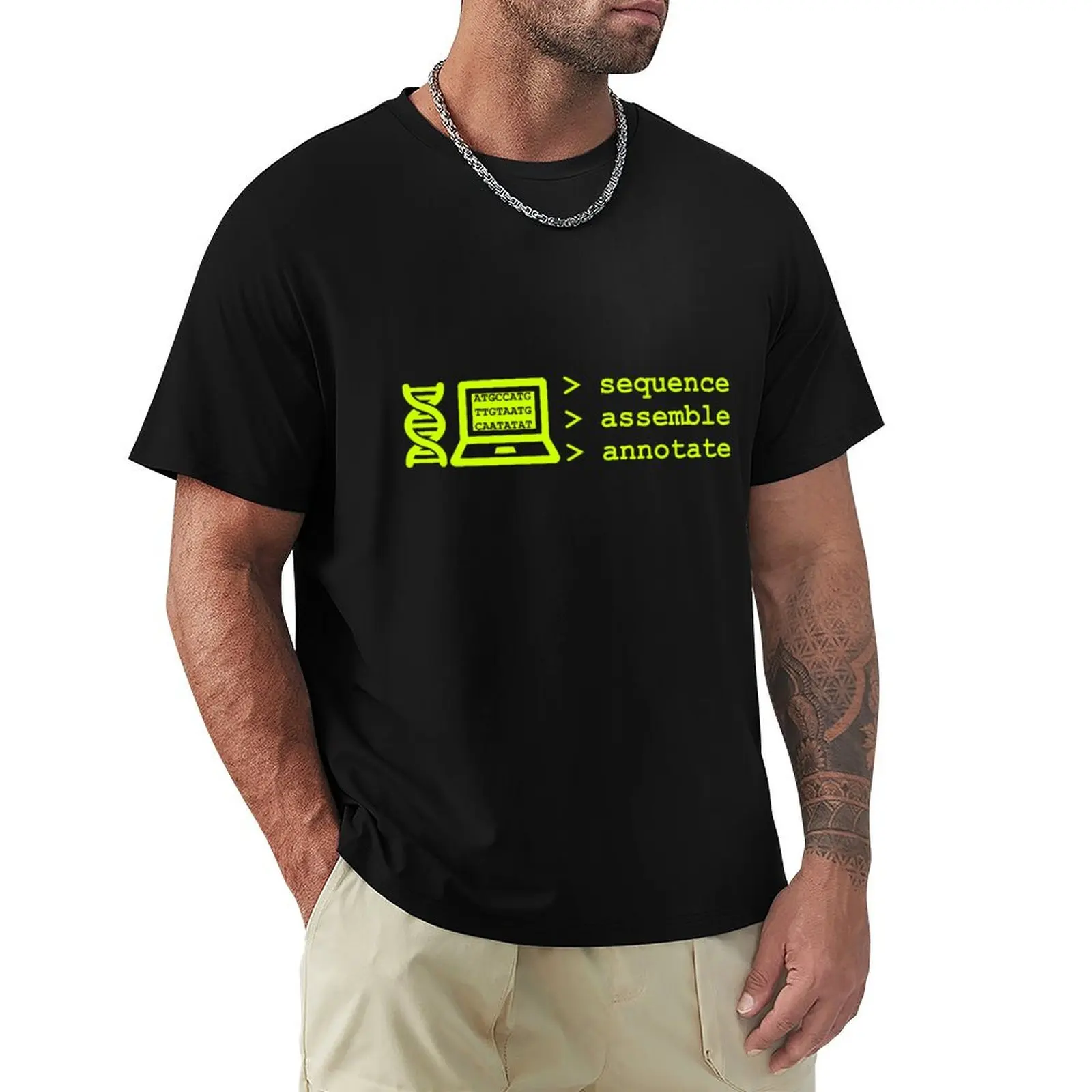 Bioinformatics Genome Sequence Assemble Annotate Green T-Shirt All Match Basic Short Sleeve Top