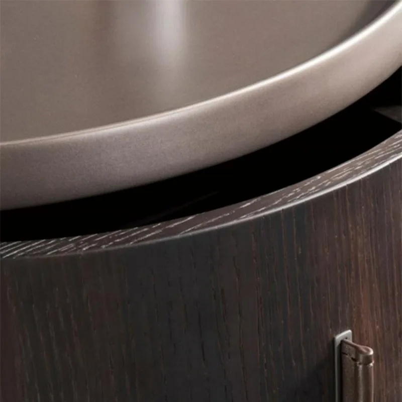 طاولة بجانب السرير من الخشب الصلب الإيطالي البسيط وطاولة بجانب السرير وخزانة مستديرة فاخرة وخزانة خزانة إسكندنافية #4