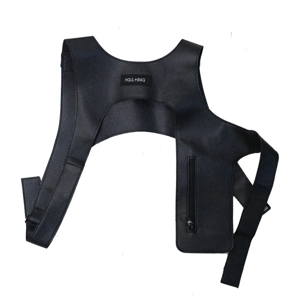 

2023 Harajuku Rock Chest Rig Bags Shoulder Buckle Cool Vest For Unisex Women Streetwear Tactical Chest Pack Fashion PU Vest Bag