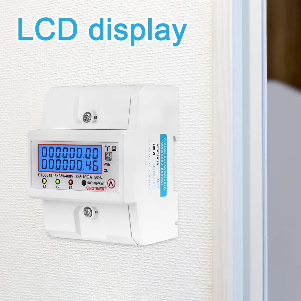Din Rail 3 Phase 4 Wire Energy Meter Power Consumption Monitor Electricity Usage Monitor Watt Kwh Frequency Power Meter