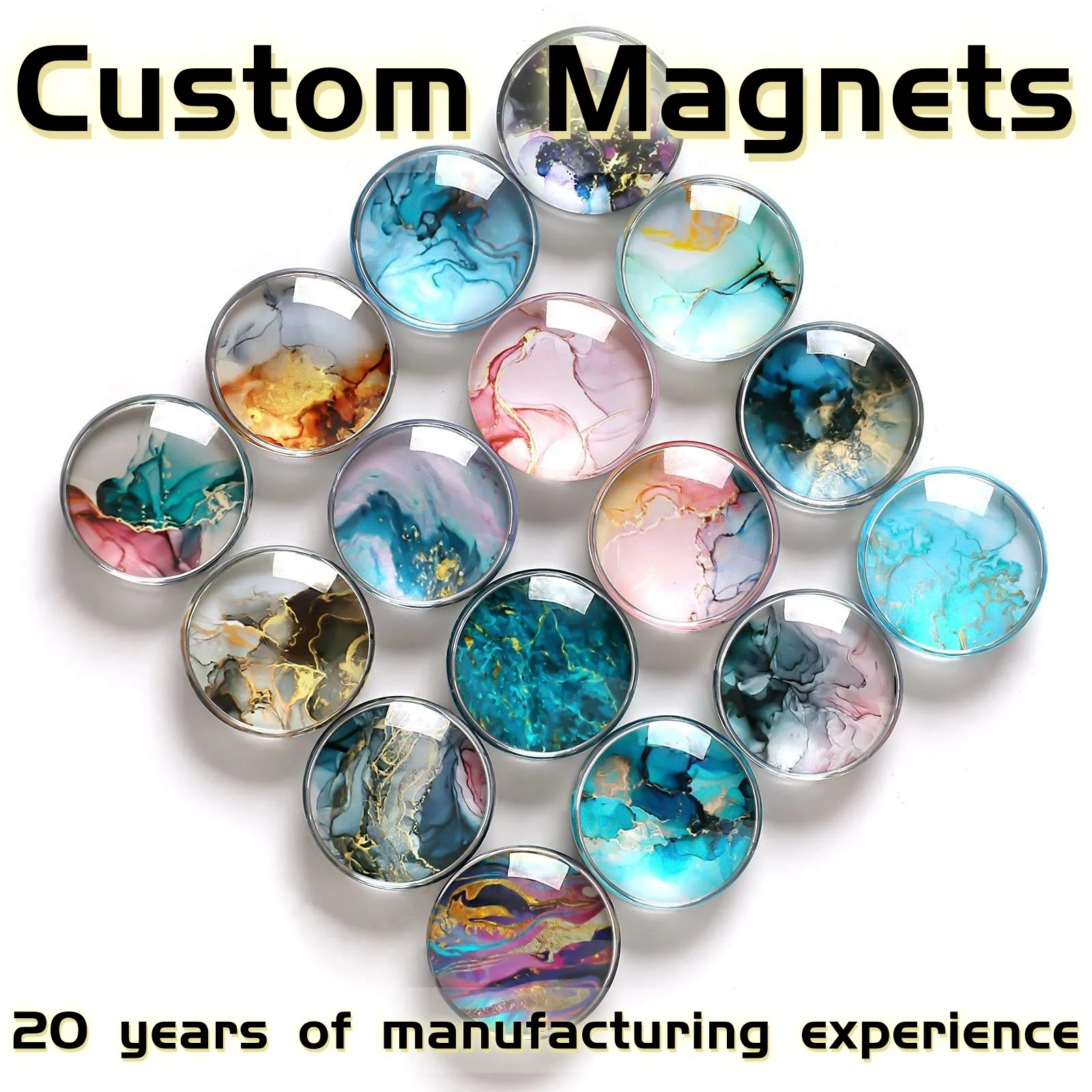 Customizable Blank Round Glass Fridge Magnet DIY Printable Marble Fluid Art Refrigerator Magnet Home Decor Holiday Gift