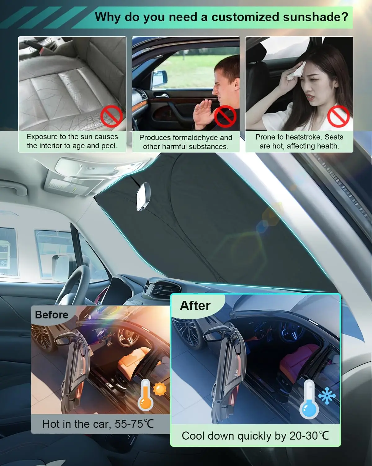 Picture 4: FOR Nissan Qashqai J12 /JUKE 2016-2023 2024 2025 Car Sun Shade Front Windscreen Parasol Car Windscreen Blocks