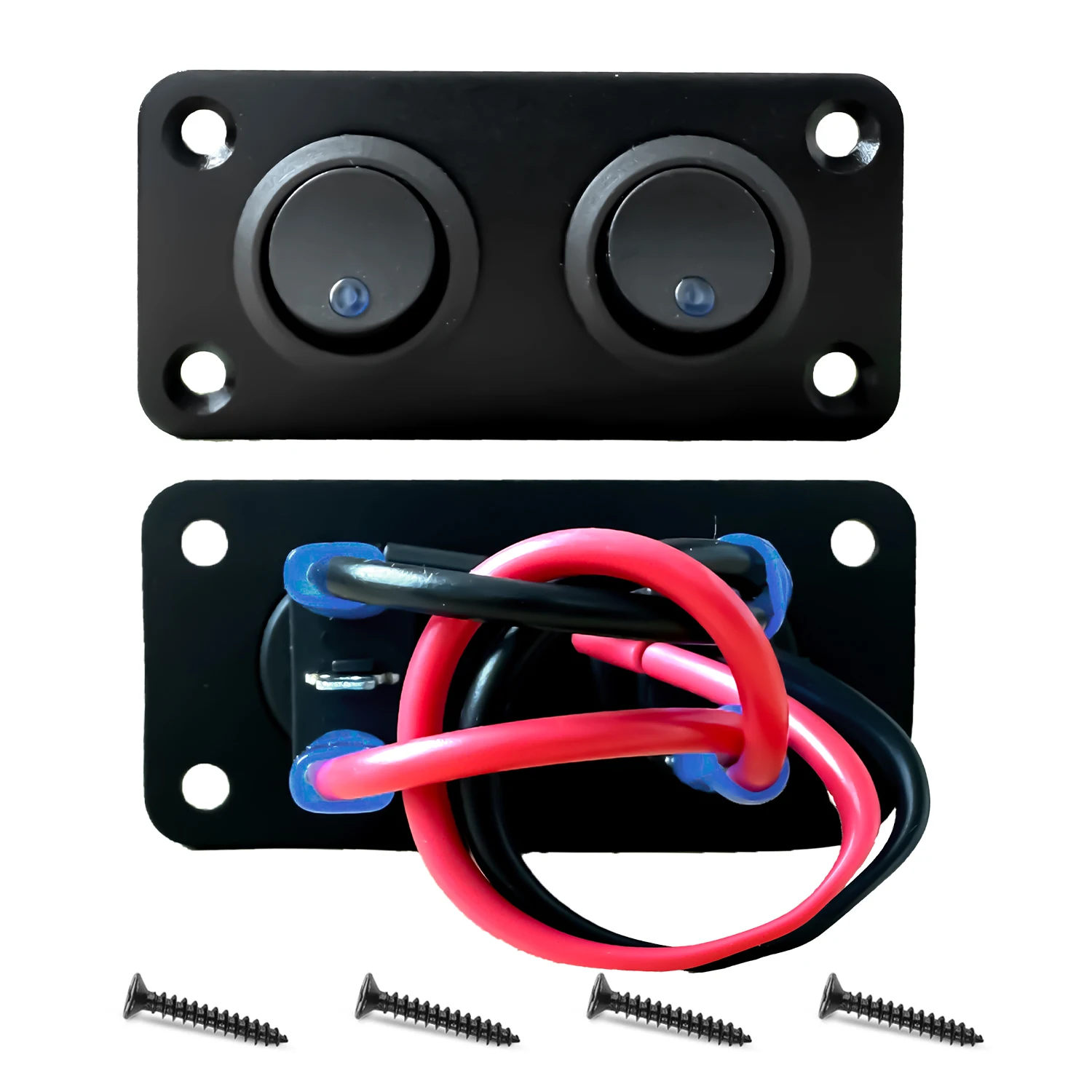

2-Gang Waterproof Rocker Switch Panel with Red LED, 12V Car Modification Switches for Truck Marine Automotive RV