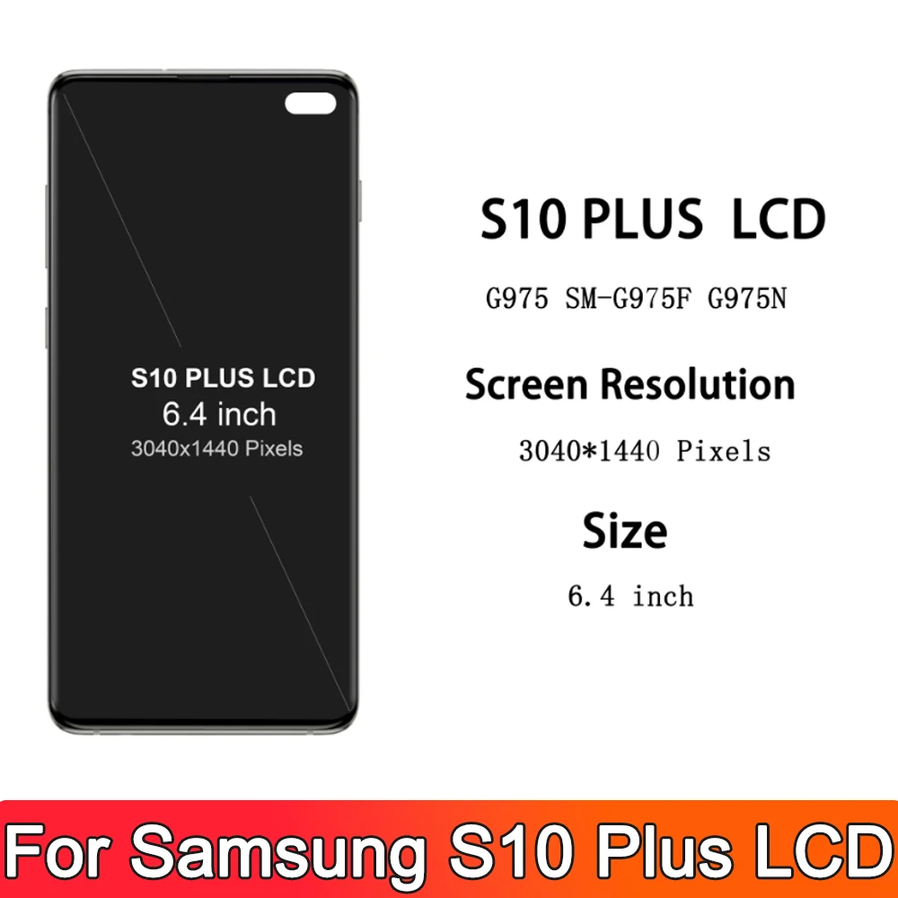 AMOLED display s10 plus screen replacement,  For Samsung S10 Plus G975F G975F/DS LCD Display Touch Screen Digitizer Assembly