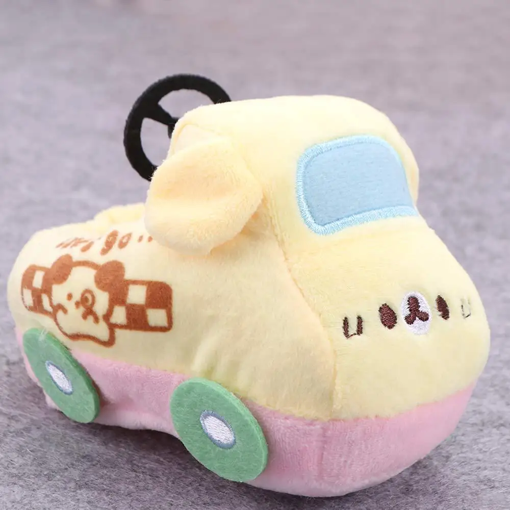 Dulce Taxi muñeca de algodón coche de juguete perro amarillo muñeco de peluche esponjoso asiento de coche PP algodón coche de dibujos animados accesorios de muñeca de juguete de peluche