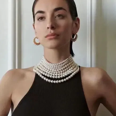 Europe America Designer Multi Layered Luxury Pearl Necklace Women Fine Party Jewelry 2026