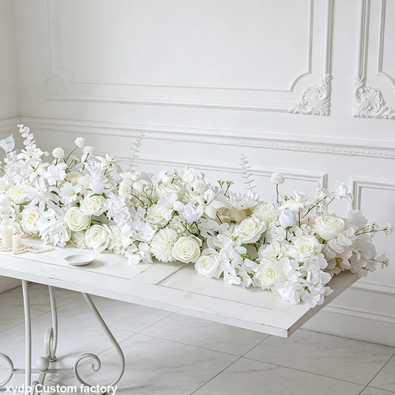 2M Rosen-Hortensien Künstliche Blumenreihe Sofa-Läufer Hochzeits-Hintergrund Blumenball-Deko Blumenwand Party-Dekoration Requisiten – Detail 5
