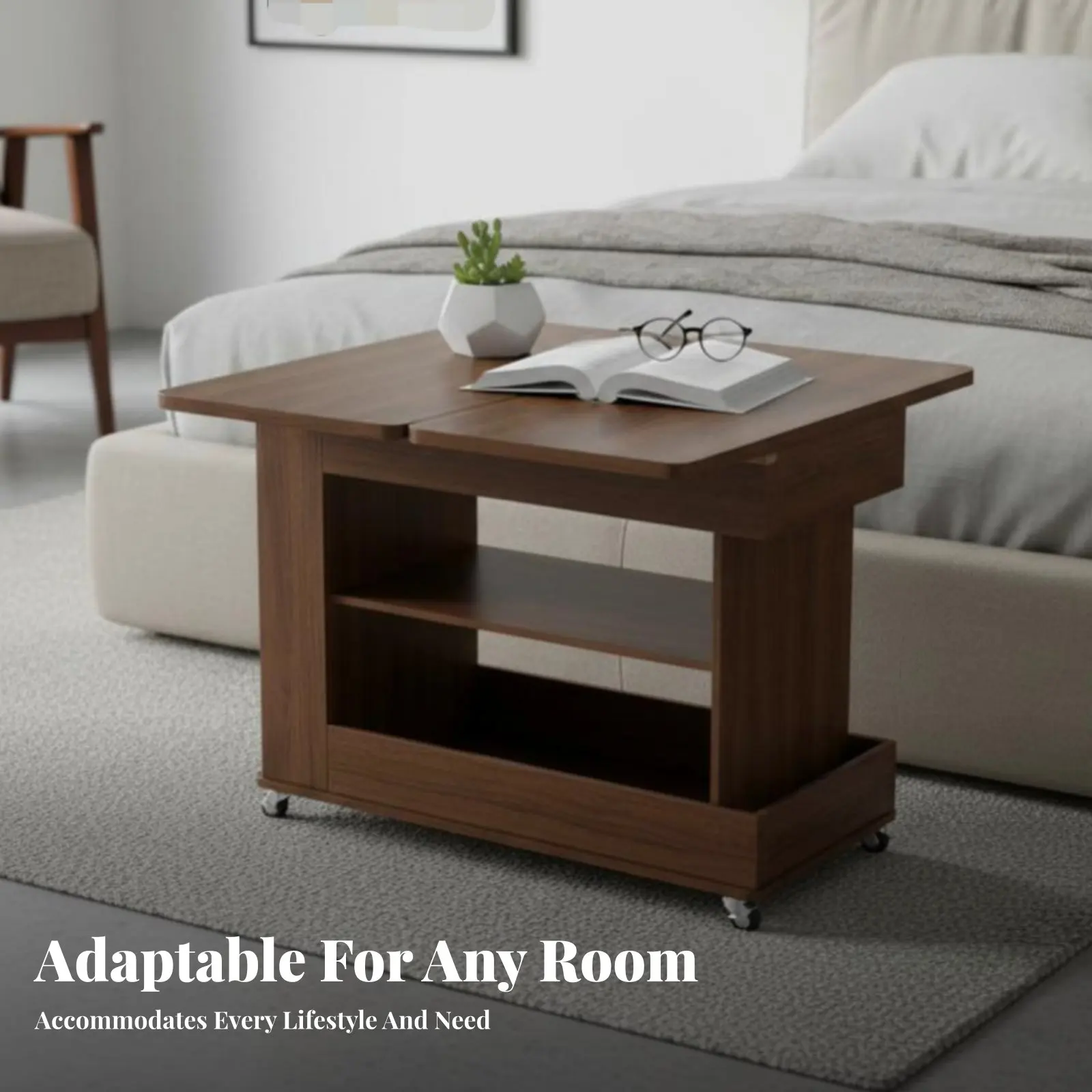 

2-Tier Rolling Cart Vintage Aesthetic 2-Tier Wheeled Cart Multi-Functional adaptable for Students, Bedroom, Kitchen, Dining Area