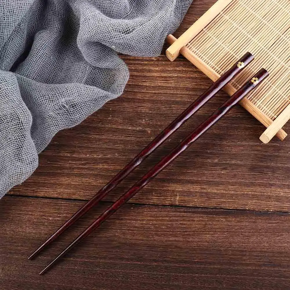 Sushi Noodles Chinese Reusable Wooden Elegant Plum Blossom Pattern Tableware Flatware Kitchen Utensils Chopsticks