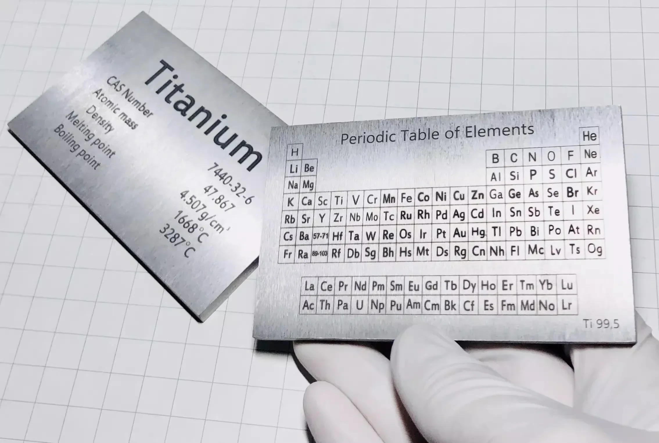 Engraved Pure Titanium Plate on The Periodic Table of Elements