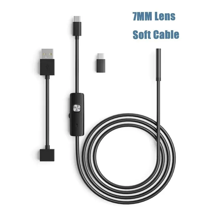 7.0mm Endoscope Camera HD USB Endoscope With 6 LED 1/1.5/2/3.5/5M Soft Cable Waterproof Inspection Borescope For Android PC